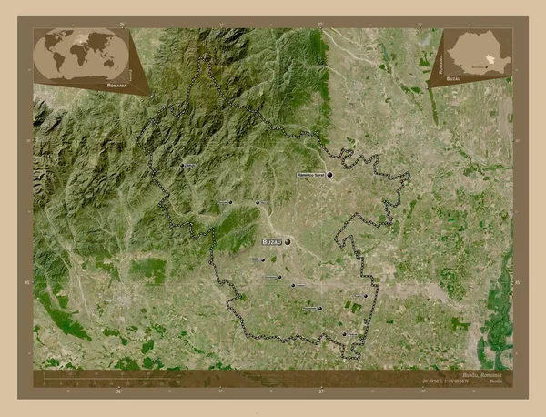 Бузо Графство Румунія Супутникова Карта Низькою Роздільною Здатністю Місця Розташування — стокове фото