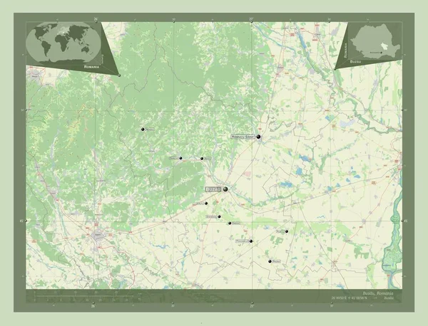Бузо Графство Румунія Відкрита Карта Вулиць Місця Розташування Назви Великих — стокове фото