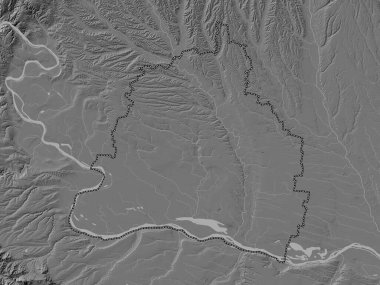 Dolj, county of Romania. Bilevel elevation map with lakes and rivers