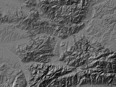 Hunedoara, county of Romania. Bilevel elevation map with lakes and rivers