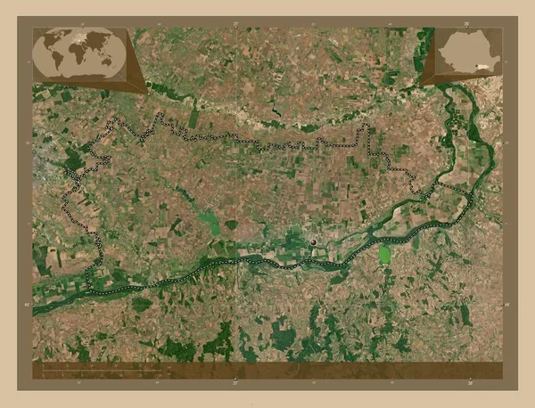 Calarasi County Romania Low Resolution Satellite Map Corner Auxiliary Location —  Fotos de Stock