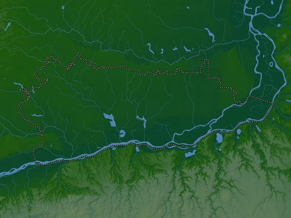 Calarasi County Romania Colored Elevation Map Lakes Rivers — Stock Photo, Image