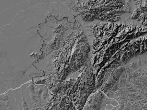 Caras Severin County Romania Bilevel Elevation Map Lakes Rivers — Stock Photo, Image