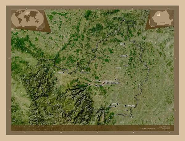 Клуж Графство Румунія Супутникова Карта Низькою Роздільною Здатністю Місця Розташування — стокове фото
