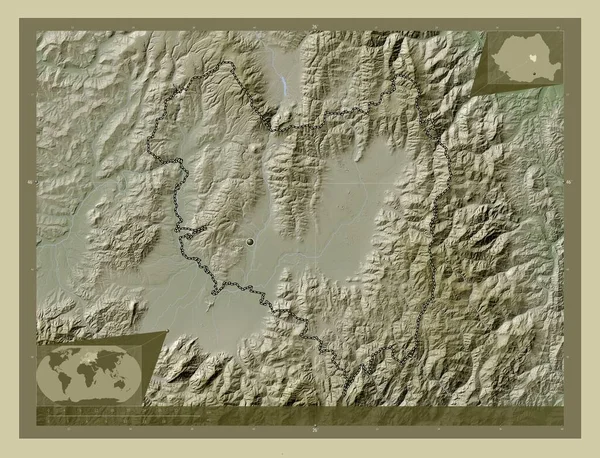 Covasna County Romania Elevation Map Colored Wiki Style Lakes Rivers — Stockfoto
