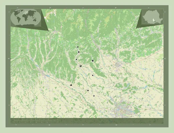 Dambovita County Romania Open Street Map Locations Major Cities Region — Foto Stock
