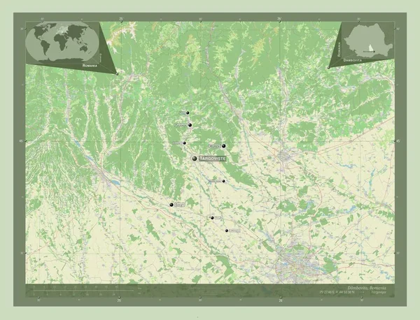 Dambovita County Romania Open Street Map Locations Names Major Cities — Foto Stock