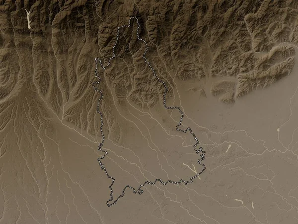 Dambovita County Romania Elevation Map Colored Sepia Tones Lakes Rivers — Zdjęcie stockowe