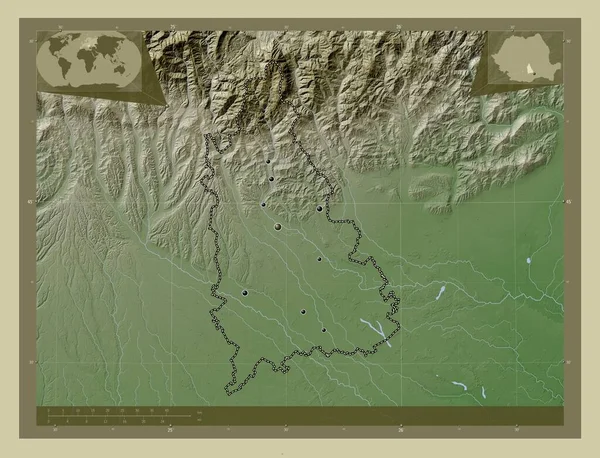 Dambovita County Romania Elevation Map Colored Wiki Style Lakes Rivers — Stok fotoğraf