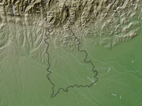 Dambovita County Romania Elevation Map Colored Wiki Style Lakes Rivers — Stockfoto