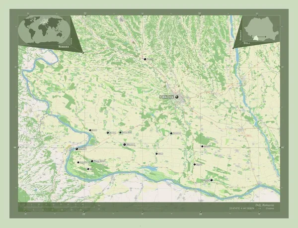 Долдж Графство Румунія Відкрита Карта Вулиць Місця Розташування Назви Великих — стокове фото