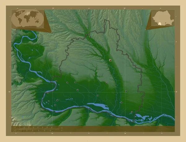 Долдж Графство Румунія Кольорові Карти Висот Озерами Річками Розташування Великих — стокове фото
