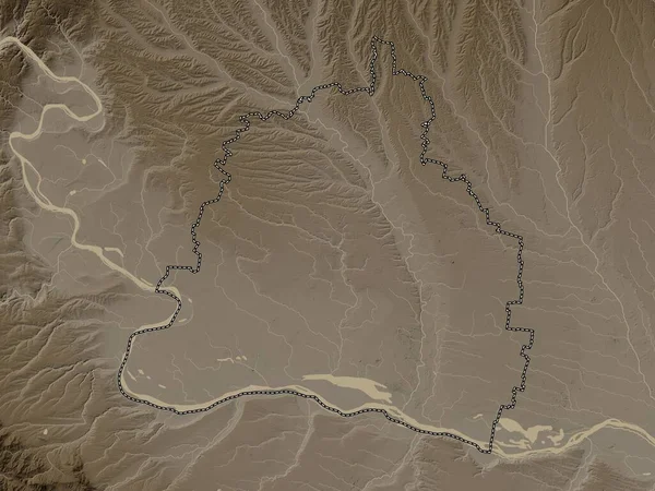 Dolj County Romania Elevation Map Colored Sepia Tones Lakes Rivers — Stock Photo, Image