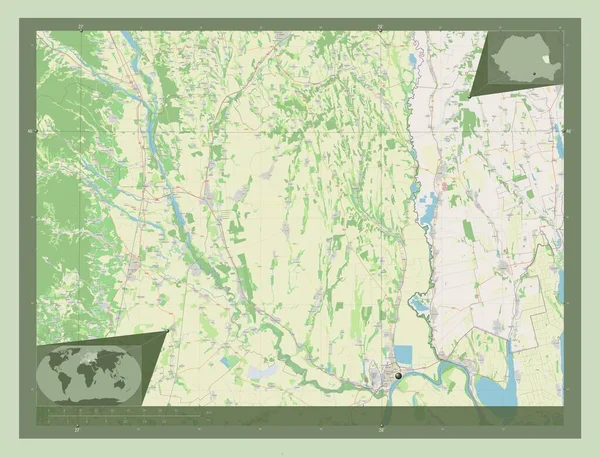 Галаті Округ Румунії Відкрита Карта Вулиць Кутові Допоміжні Карти Місцезнаходження — стокове фото