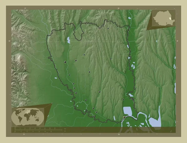 Galati County Romania Elevation Map Colored Wiki Style Lakes Rivers — Zdjęcie stockowe