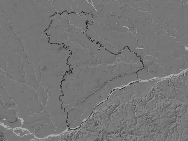 Giurgiu County Romania Bilevel Elevation Map Lakes Rivers — Stock Photo, Image