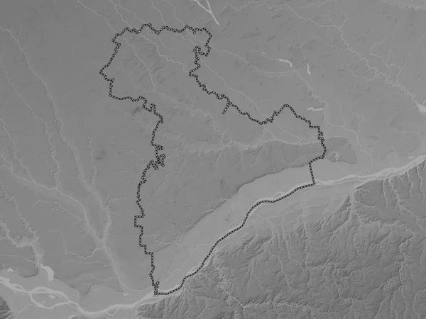 Giurgiu County Romania Grayscale Elevation Map Lakes Rivers — Foto Stock