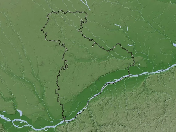 Giurgiu County Romania Elevation Map Colored Wiki Style Lakes Rivers — ストック写真