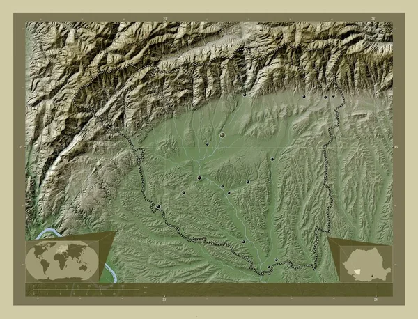 Gorj County Romania Elevation Map Colored Wiki Style Lakes Rivers — Stok fotoğraf