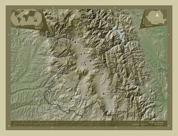 Harghita County Romania Elevation Map Colored Wiki Style Lakes Rivers — Stok fotoğraf