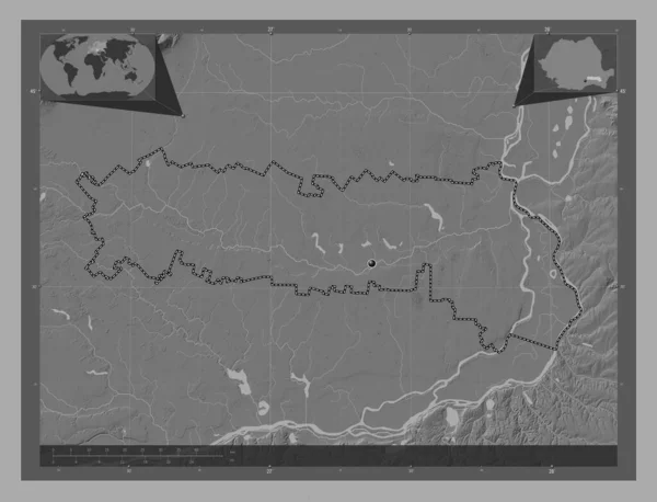 Ialomita County Romania Bilevel Elevation Map Lakes Rivers Corner Auxiliary — Stock fotografie