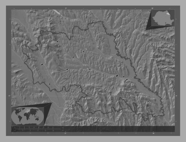 Iasi County Romania Bilevel Elevation Map Lakes Rivers Locations Major — Fotografia de Stock