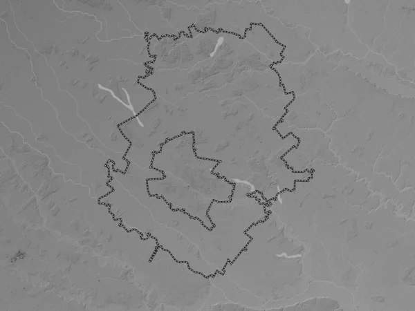Ilfov County Romania Grayscale Elevation Map Lakes Rivers — Foto Stock