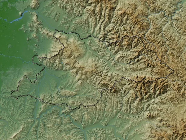Maramures County Romania Colored Elevation Map Lakes Rivers — Stock Photo, Image