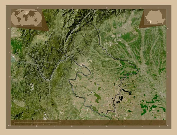 Мегедінті Графство Румунія Супутникова Карта Низькою Роздільною Здатністю Розташування Великих — стокове фото