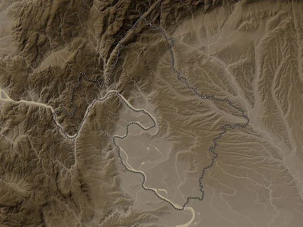 Mehedinti County Romania Elevation Map Colored Sepia Tones Lakes Rivers — Stockfoto