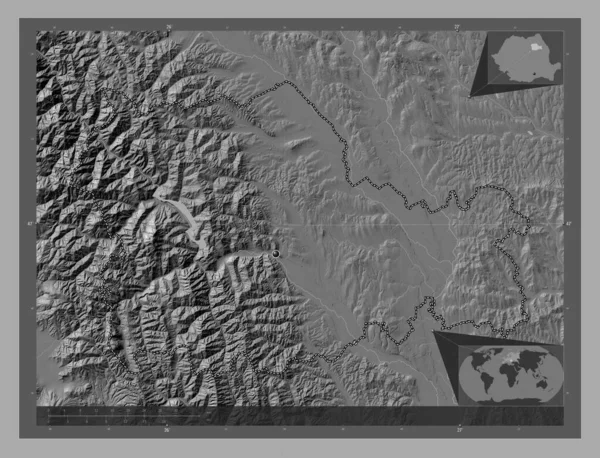 Neamt County Romania Bilevel Elevation Map Lakes Rivers Corner Auxiliary — Stock Fotó