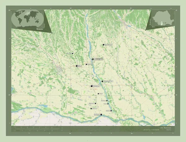 Olt County Romania Open Street Map Locations Names Major Cities — Stok fotoğraf