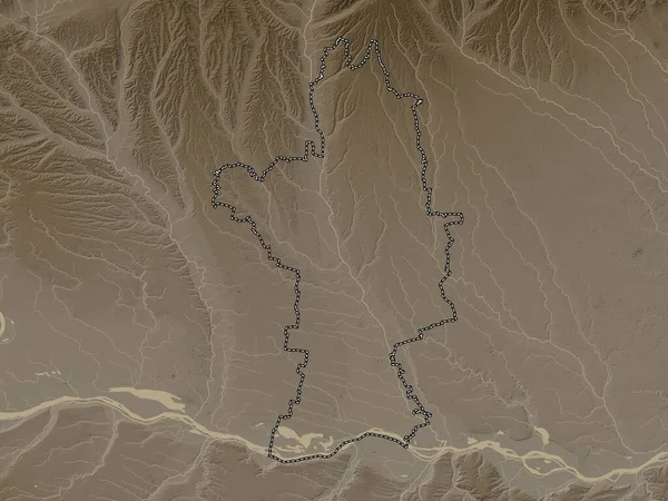 Olt County Romania Elevation Map Colored Sepia Tones Lakes Rivers — Stock Fotó
