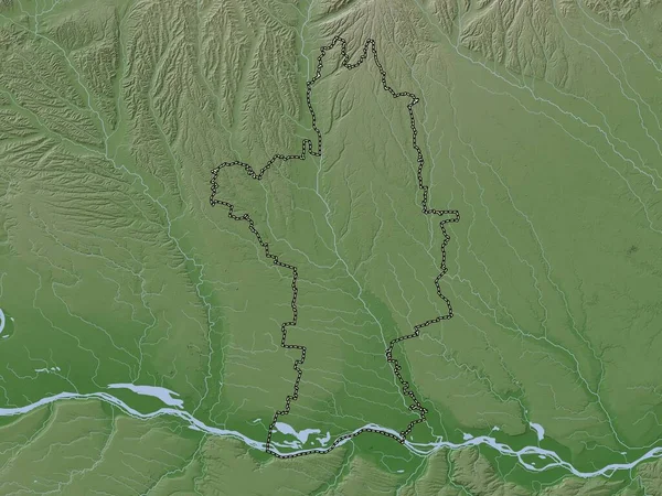 Olt County Romania Elevation Map Colored Wiki Style Lakes Rivers — ストック写真