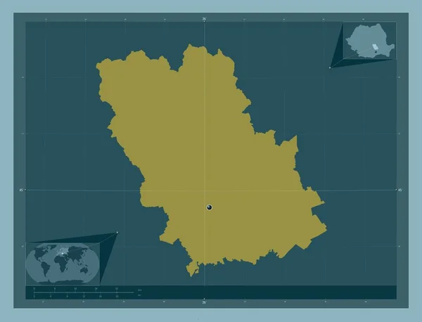 Prahova County Romania Solid Color Shape Corner Auxiliary Location Maps —  Fotos de Stock