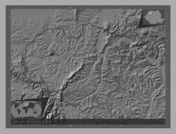 Salaj County Romania Bilevel Elevation Map Lakes Rivers Corner Auxiliary — ストック写真