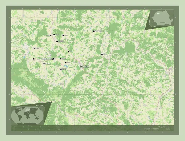 Salaj County Romania Open Street Map Locations Names Major Cities — Stockfoto