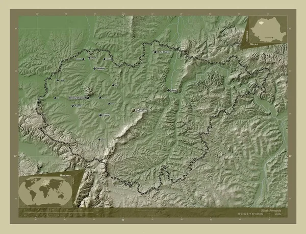Salaj County Romania Elevation Map Colored Wiki Style Lakes Rivers — 图库照片
