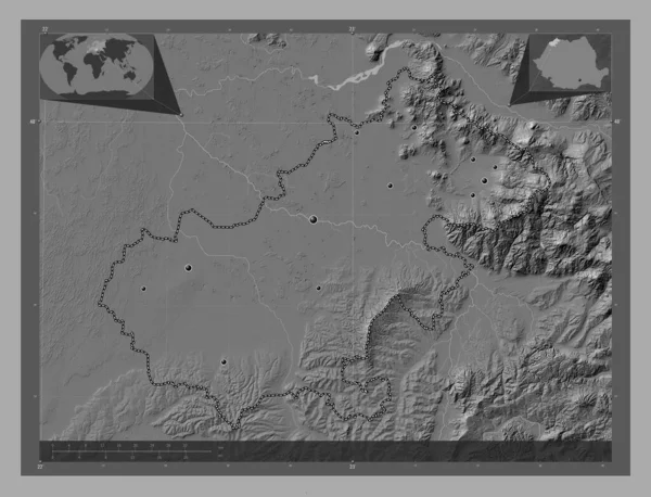 Satu Mare County Romania Bilevel Elevation Map Lakes Rivers Locations — Stok fotoğraf