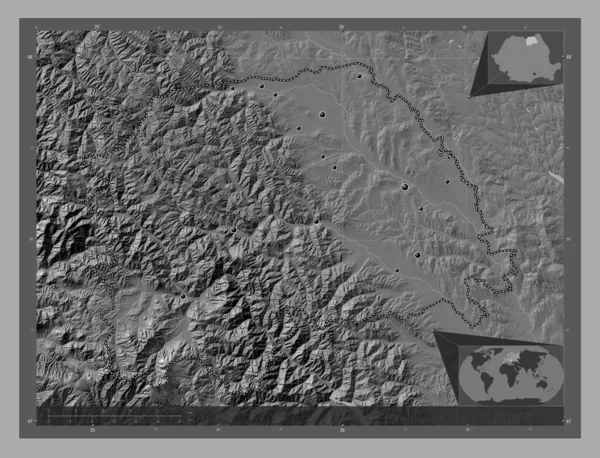 Suceava County Romania Bilevel Elevation Map Lakes Rivers Locations Major — ストック写真
