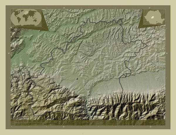 Sibiu County Romania Elevation Map Colored Wiki Style Lakes Rivers — Stockfoto