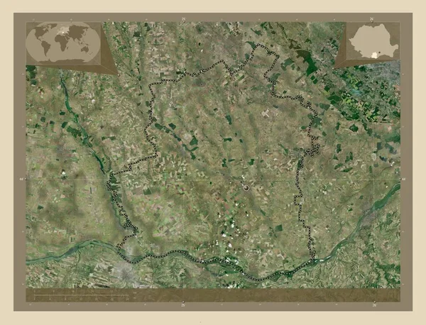Teleorman County Romania High Resolution Satellite Map Corner Auxiliary Location — Foto Stock