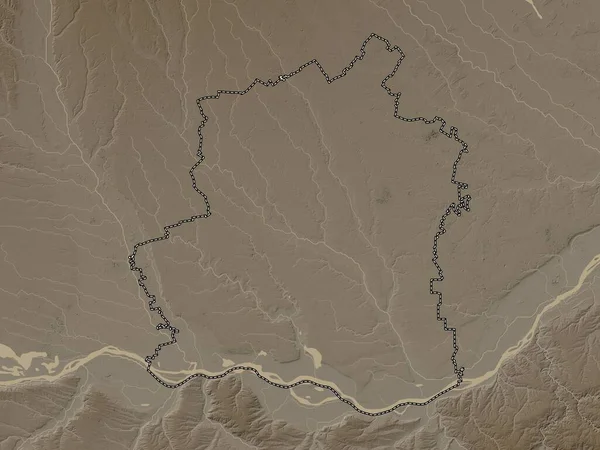 Teleorman County Romania Elevation Map Colored Sepia Tones Lakes Rivers — Fotografia de Stock