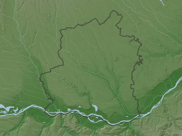 Teleorman County Romania Elevation Map Colored Wiki Style Lakes Rivers — Stok fotoğraf