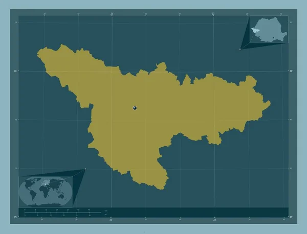 Timis County Romania Solid Color Shape Corner Auxiliary Location Maps — Stockfoto