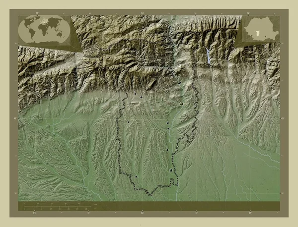 Valcea County Romania Elevation Map Colored Wiki Style Lakes Rivers — Stock fotografie