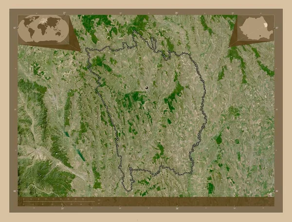 Vaslui County Romania Low Resolution Satellite Map Corner Auxiliary Location — Stockfoto