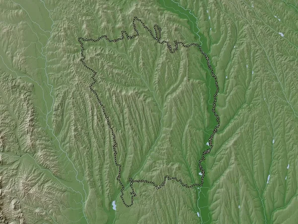 Vaslui County Romania Elevation Map Colored Wiki Style Lakes Rivers — Fotografia de Stock