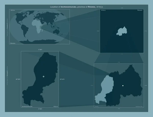 Iburengerazuba Province Rwanda Diagram Showing Location Region Larger Scale Maps — Stockfoto