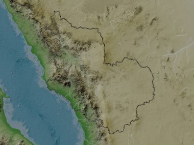 Al Madinah al Munawwarah, region of Saudi Arabia. Elevation map colored in wiki style with lakes and rivers